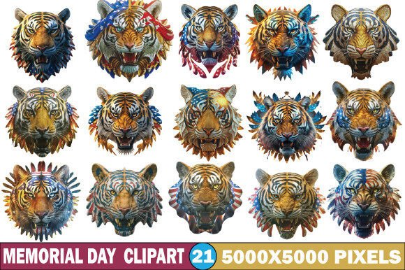 Download Memorial Day Watercolor Tiger Clipart - Tiger Collection