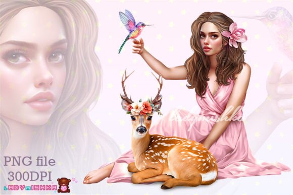 Download Woman with Deer PNG - Premium Resources